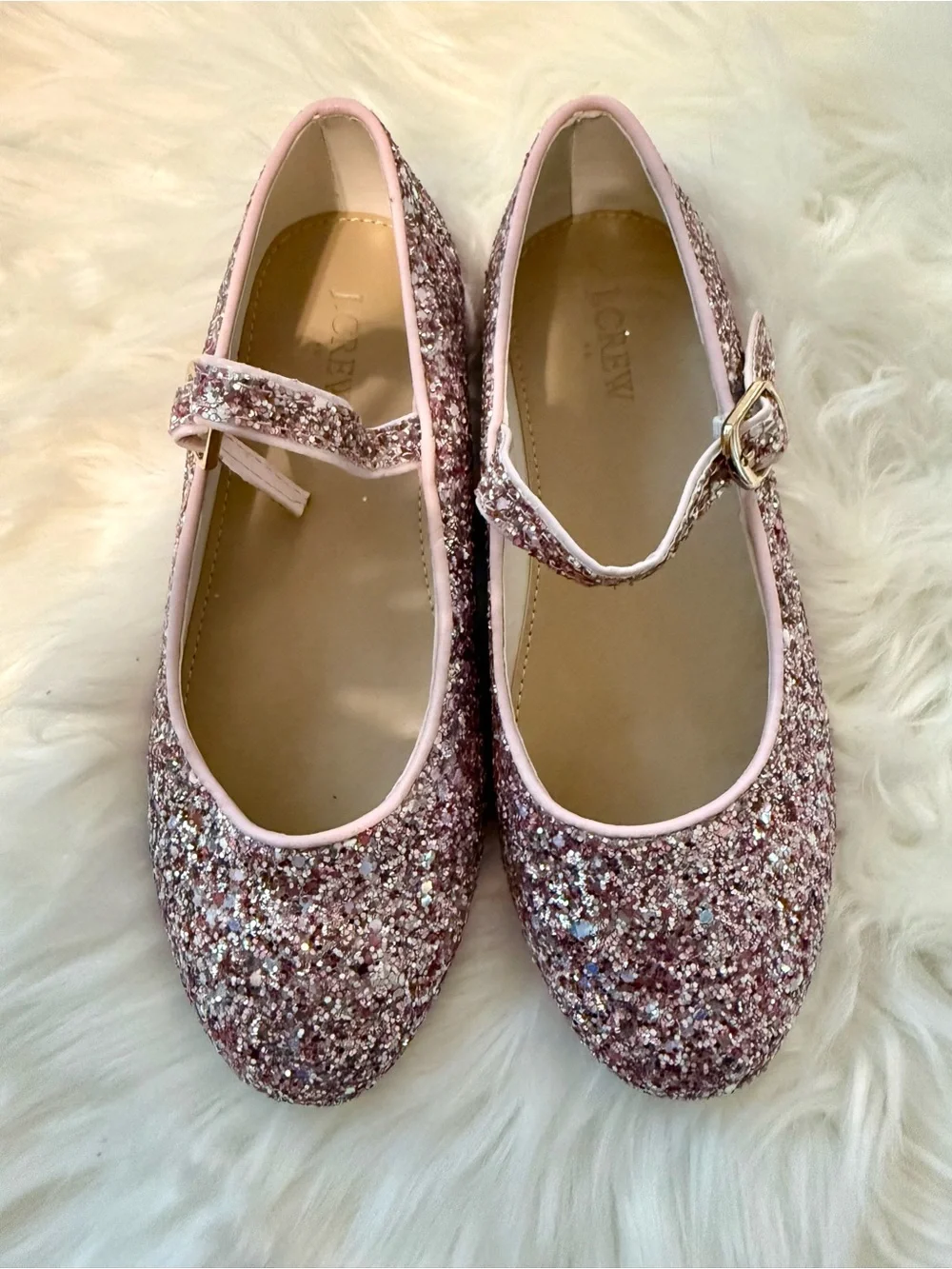 J. Crew Crewcuts Girls' Pink Glitter Mary Jane Shoes Size 1